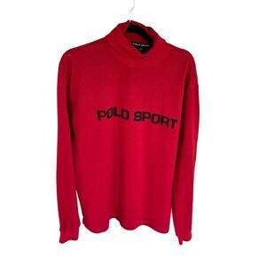 Vintage Polo Sport Ralph Lauren USA Made 90s Spell Out Turtle Neck Shirt Men XL
